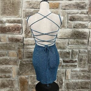 Fiesta Fashion Blue Crisscross Back Dress